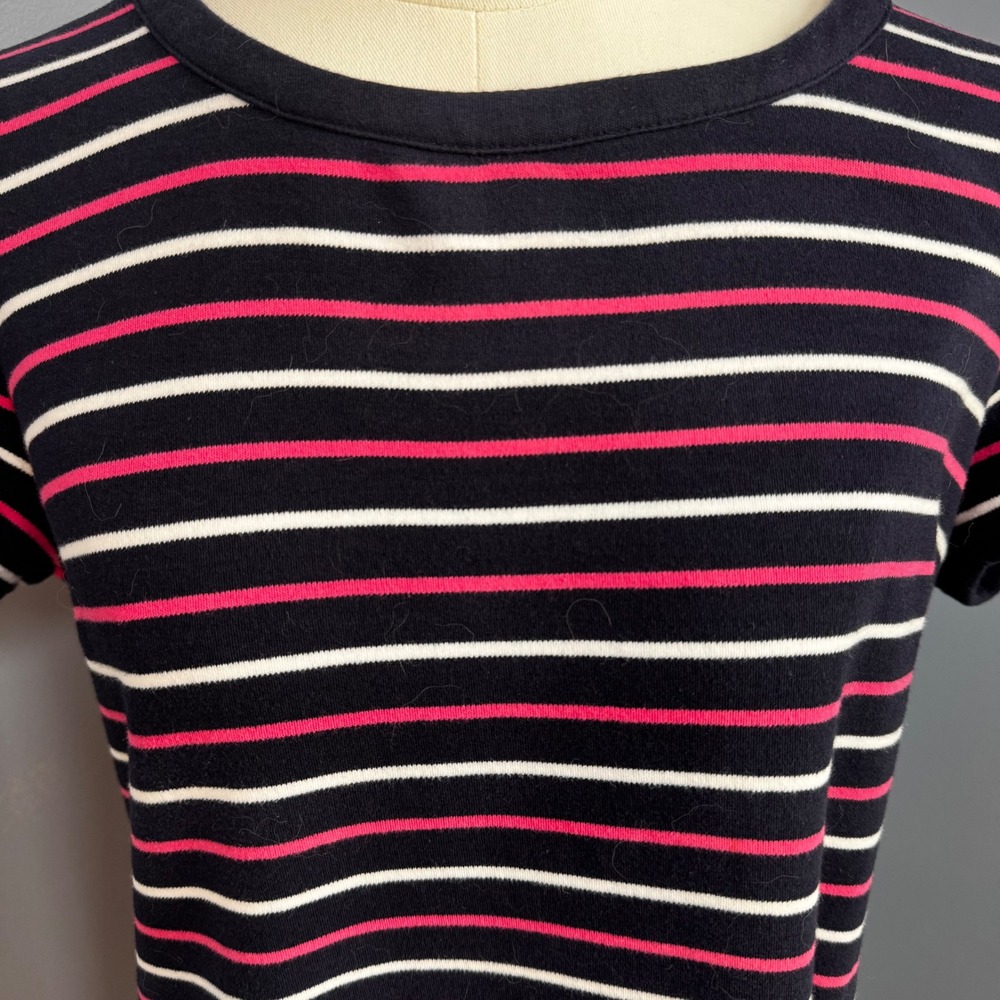 Talbots Womens Navy Pink White Striped Cotton Short Sleeve T-Shirt Dress Size S - Picture 9 of 10